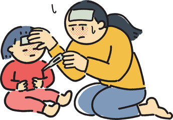 ふたりとも熱がでてしまった親子
