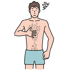 胸毛が多くて悩む男性