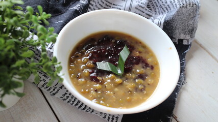 a bowl of green bean porridge