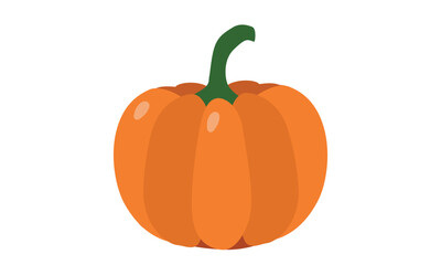 Simple orange pumpkin clipart vector illustration isolated on white background. Autumn Halloween pumpkin flat cartoon style. Orange gourd sign icon. Organic food, vegetables and restaurant concept