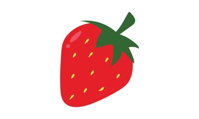 Simple strawberry clipart vector illustration isolated on white background. Strawberry with root and leaves flat cartoon style. Strawberry sign icon. Organic food, vegetables and restaurant concept