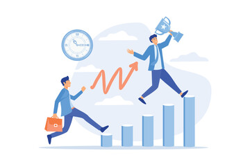 Fototapeta premium Personal development and goals achievement. Career growth. Self-management, self regulation learning, self-organization course concept.