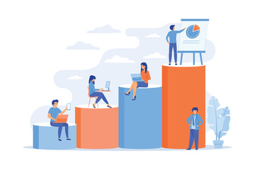 Office interior. People working in creative workspace on open space. Modern workplace, employee happiness, how to boost productivity concept. flat vector modern illustration