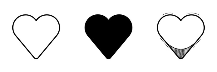Vector illustration of heart icon set isolated on white background 