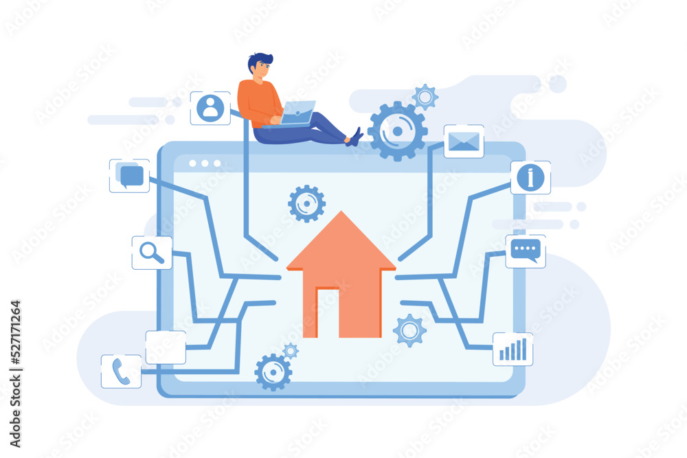 Aufkleber development service, smart house, iot technology, network programming. sitemap creation, website con
