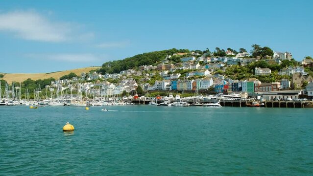 Establishing shot of the picturesque seaside resort of Dartmouth, in Devon, England, UK, one of the most popular summer destinations