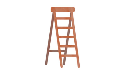 Simple wooden step ladder watercolor style vector illustration isolated on white background. Step ladder clipart cartoon style. Hand drawn ladder. Ladder symbol of process and growth