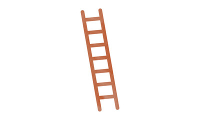 Simple wooden straight ladder watercolor style vector illustration isolated on white background. Straight ladder clipart cartoon style. Hand drawn ladder. Ladder symbol of process and growth