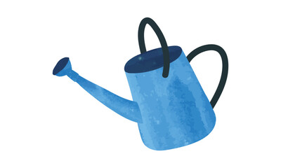 Watering can watercolor style vector illustration isolated on white background. Simple garden watering can clipart watercolor hand drawn. Gardening tool drawing. Farmhouse cartoon clipart © Vinh