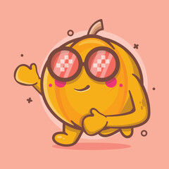 Funny pumpkin fruit character mascot running isolated cartoon in flat style design