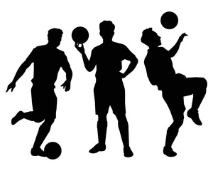 Soccer player silhouette vector on white background, sport man.