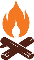 Campfire Logo for Mountain Camping Adventure Vintage Illustration