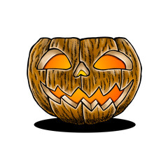 Scary face pumpkin for Halloween celebration