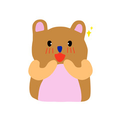 Cute little bear cartoon isolated on transparent background.