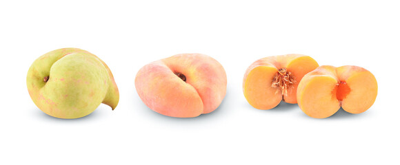 peach with different patterns isolated on white background