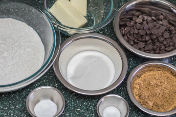 Obraz na płótnie Canvas Ingredients for making chocolate chip cookies.