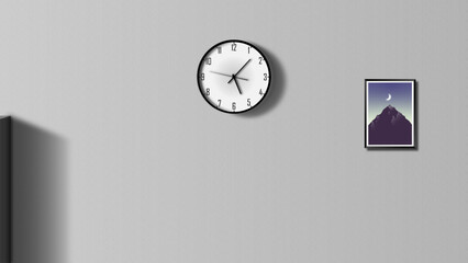 time concept with clock on wall office  background 