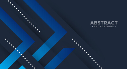 Obraz premium Dark abstract background wide horizontal banner with blue lines and dotted line, vector illustration.