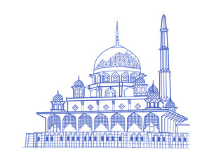 Putrajaya Putra mosque in illustration sketch