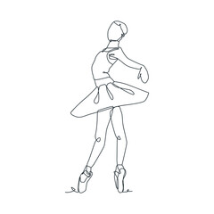 continuous line illustration of ballet dancer