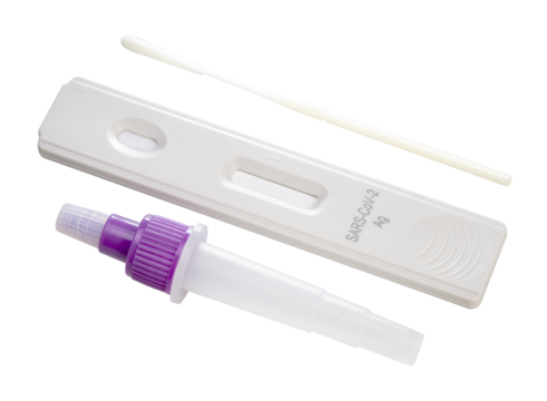 Covid-19 Rapid Antigen test kit isolated on white background, Rapid Antigen test kit on white background 