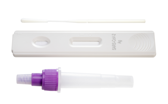 Covid-19 Rapid Antigen test kit isolated on white background, Rapid Antigen test kit on white background 