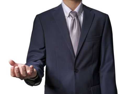 Businessman use hands to receive something isolated on a white background, Businessman hand isolated on a white background PNG file.