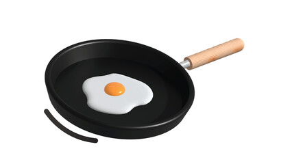 Fried eggs  with pan without background by Vector 3d concept. Main ingrediend for coocking