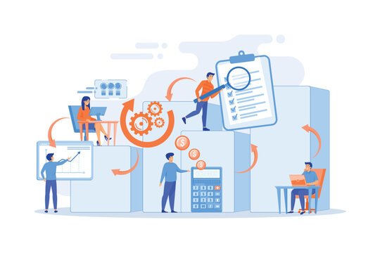 Workforce organization and management. Workflow processes, workflow process design and automation, boost your office productivity concept. flat vector modern illistration
