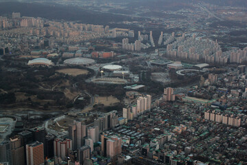view from top of the cityscape of Seoul, South Korea 