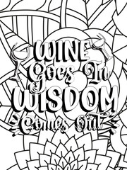 Funny-Quotes Coloring pages. Coloring page for adults and kids. Vector Illustration.