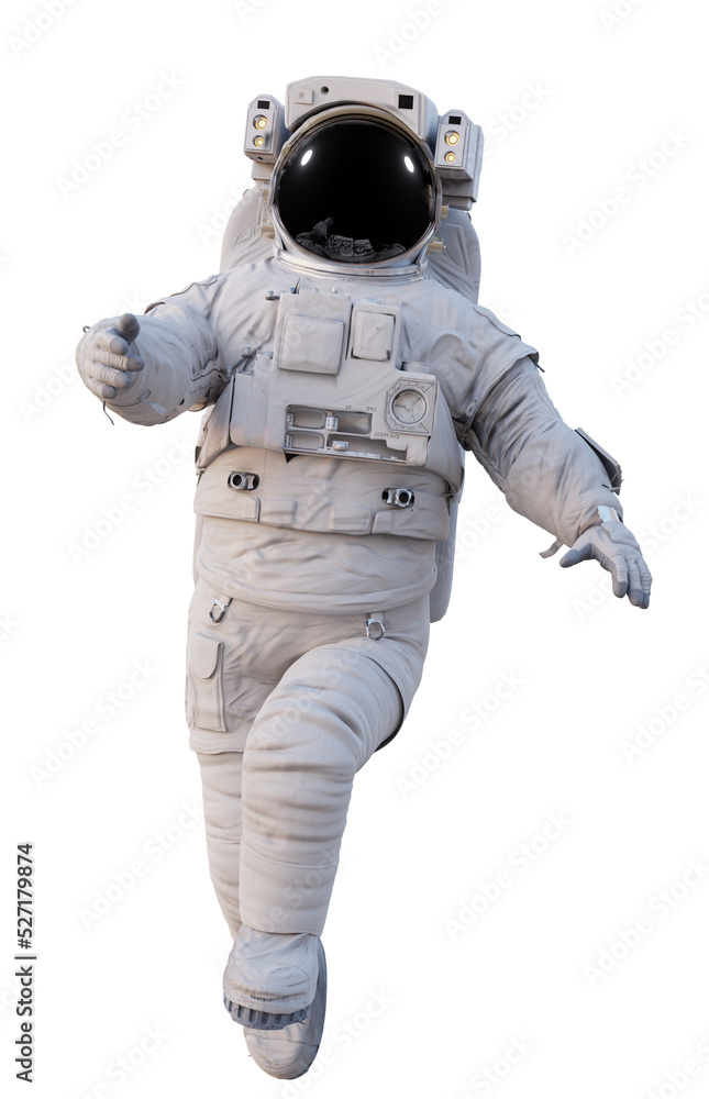 Sticker astronaut flying in outer space, isolated
