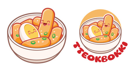 Cartoon Character of Tteokbokki or Korean Spicy Rice Cake