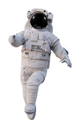 astronaut flying in outer space, isolated  - obrazy, fototapety, plakaty