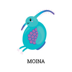 Moina crustacean microorganism or animal, flat vector illustration isolated.