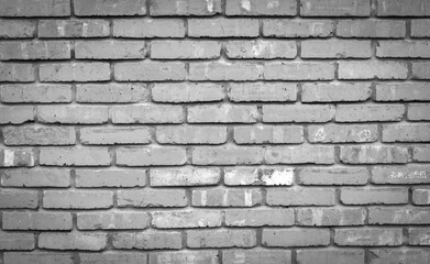 Brick wall in black and white. Black and white background.