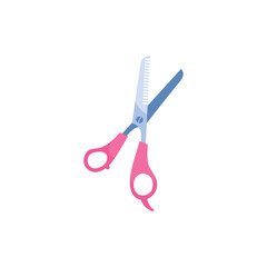 Professional scissors for haircuts or per grooming, flat vector illustration isolated on white background.