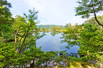Fototapeta na wymiar Kenrokuen Garden in summer. Kenrokuen is considered one of the Three most beautiful Gardens of Japan.