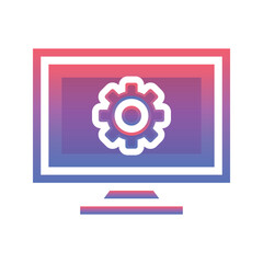 monitor gear logo gradient design template icon element