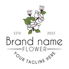 salon care vector design logo. flower leaves and twigs in a simple and minimalist style