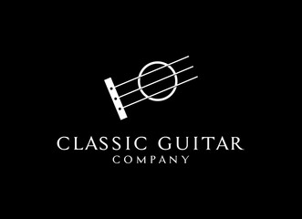 acoustic guitar logo design vector template