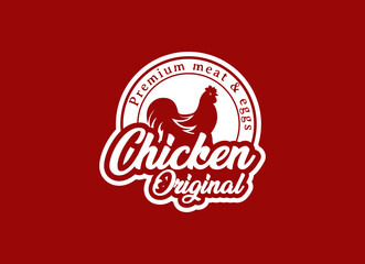 Chicken logo, Fried chicken restaurant, Rooster mascot, chicken farm and egg vector illustration.