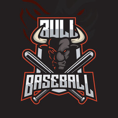 angry bull mascot baseball logo design