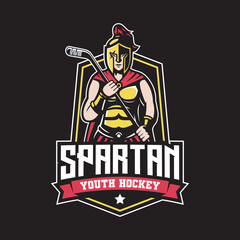 lady spartan mascot hockey logo design