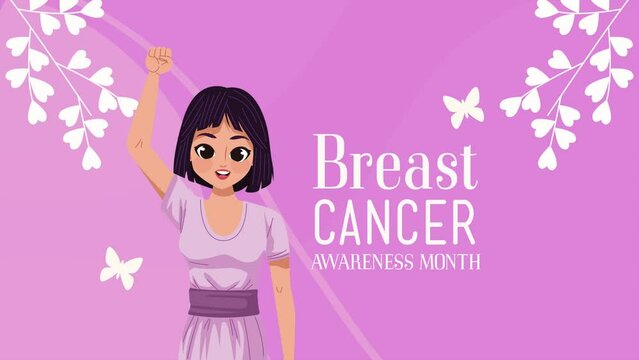breast cancer awareness lettering animation