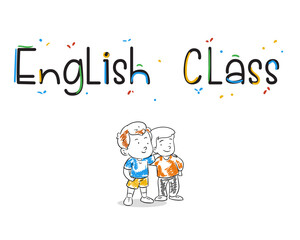 English class cute typography with illustration