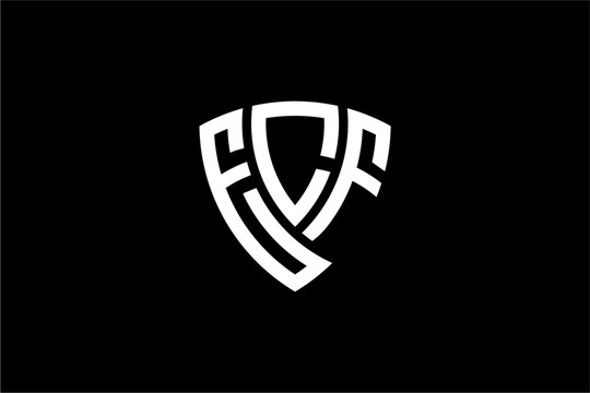 ECF creative letter shield logo design vector icon illustration