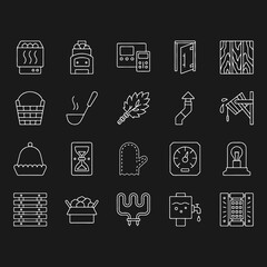 simple sauna equipment line icons set