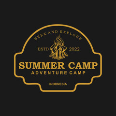 Adventure camp badge logo vector