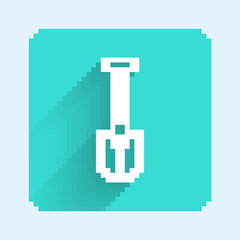 White line Fire shovel icon isolated with long shadow background. Fire protection equipment. Equipment for firefighter. Green square button. Vector
